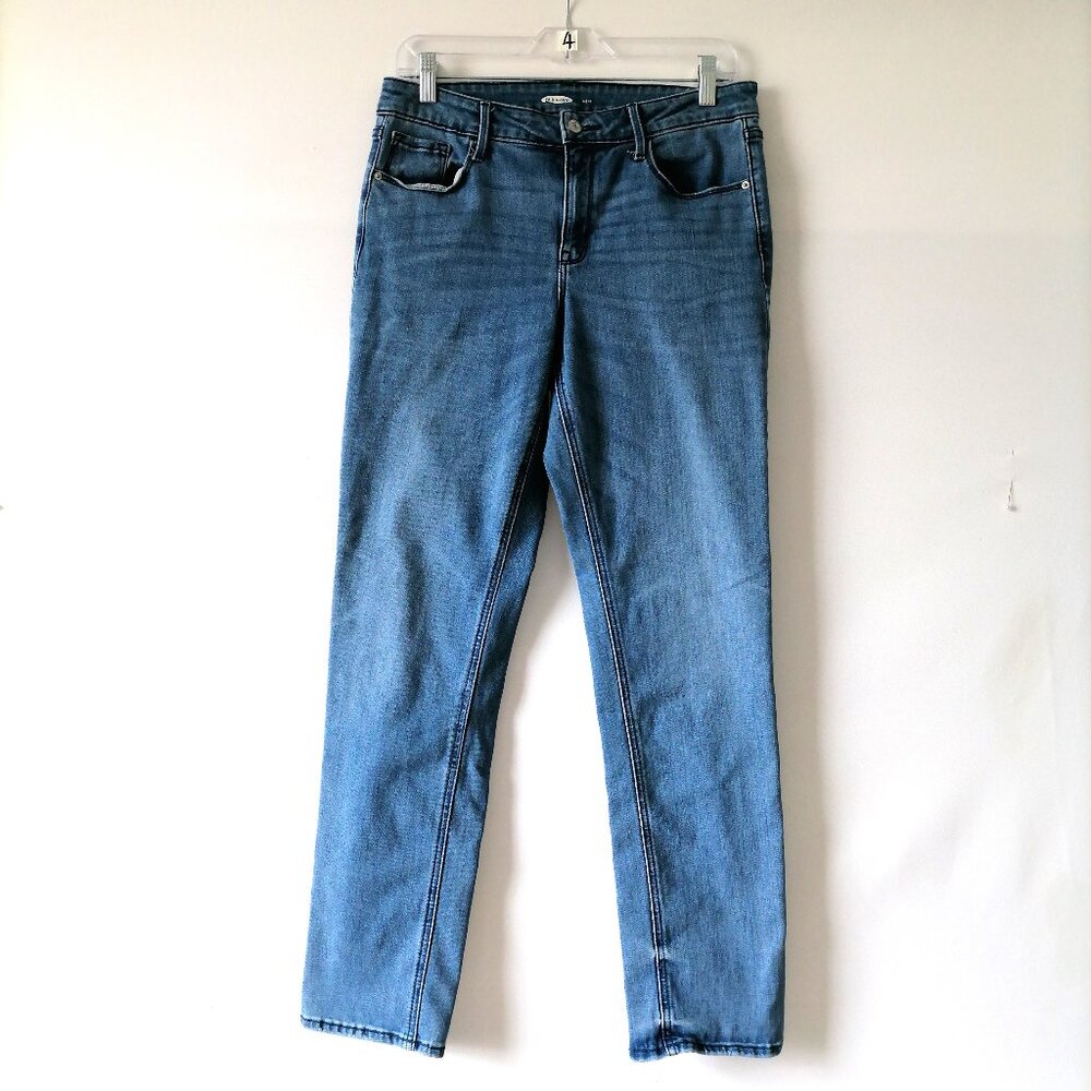 Old Navy Womens Denim Blue Mid Rise Five Pocket Alght Straight Jeans Size 12